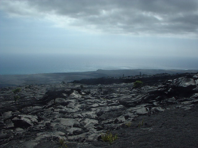 Lava rolling into the ocean